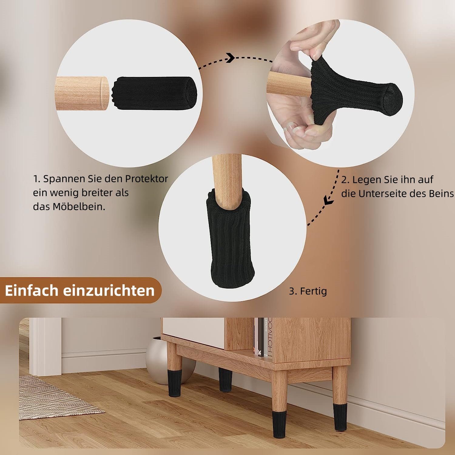 Woltu Stuhlsocke, (32 St), Möbelsocken mit Filzunterlage, hochelastisch, Schwarz