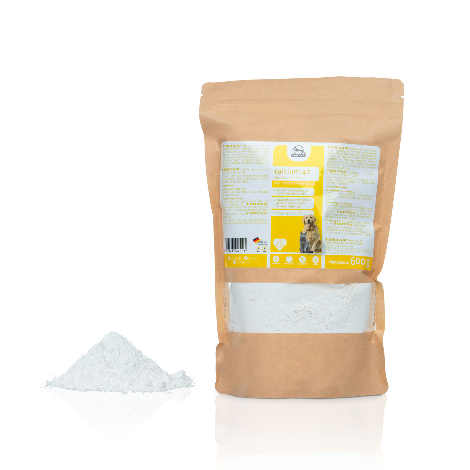 Fortan Ergänzungsfutter & Aufzucht Fortan Calcium 40 Pulver BARF Zusatz 600 g