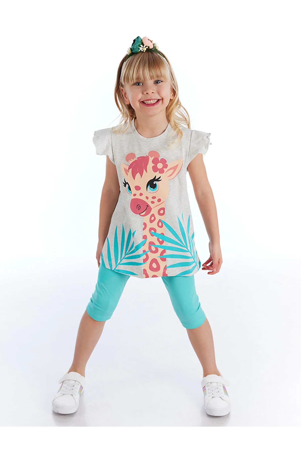 Denokids  Ausgefallenes Giraffen-T-Shirt-Strumpfhosen-Set für Mädchen