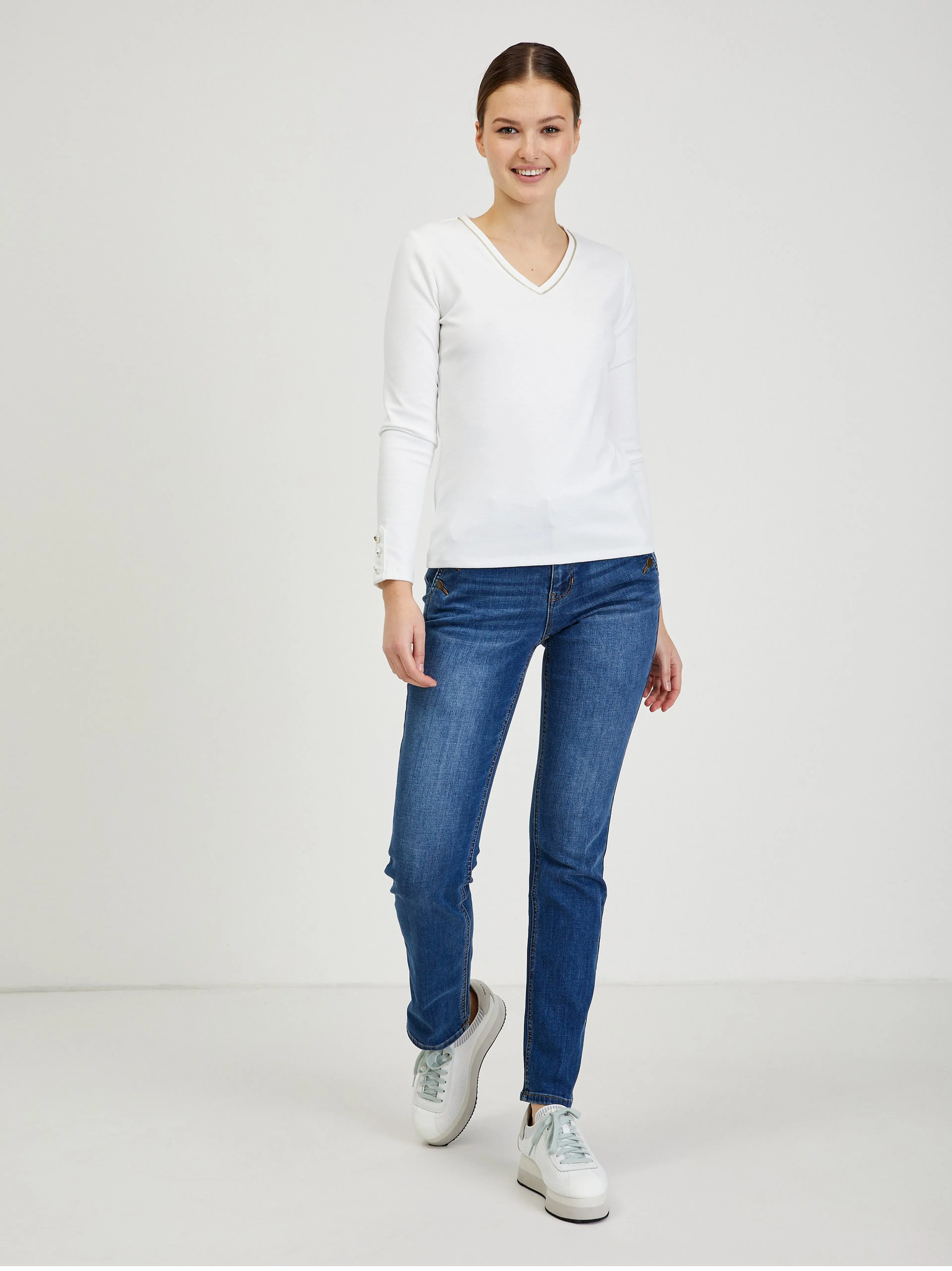 Weißes langärmeliges Damen T-Shirt ORSAY