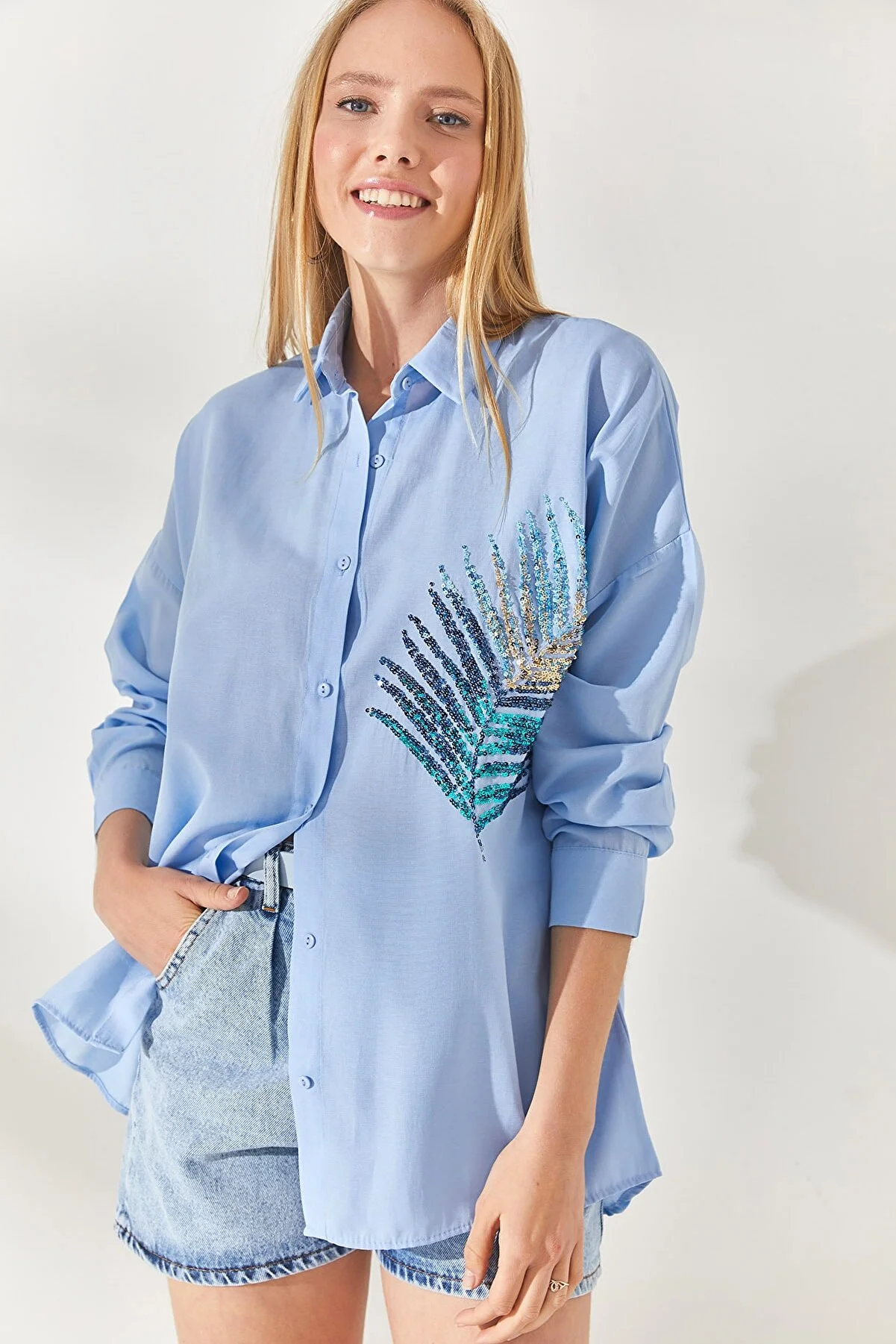 Olalook  Hemd - Blau - Oversized