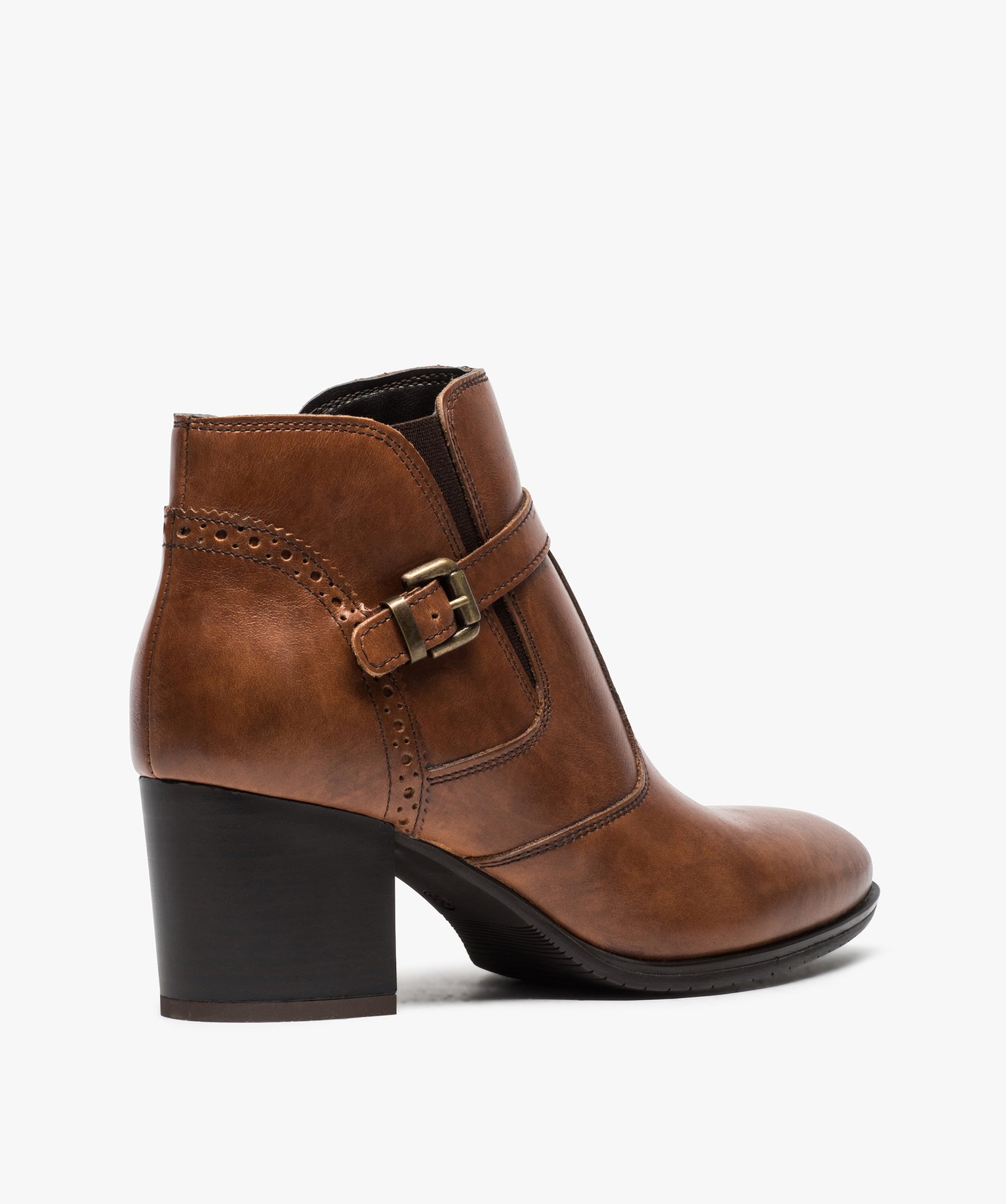 Boots pour femme avec bride et boucle métallique sur le cté camel | GEMO