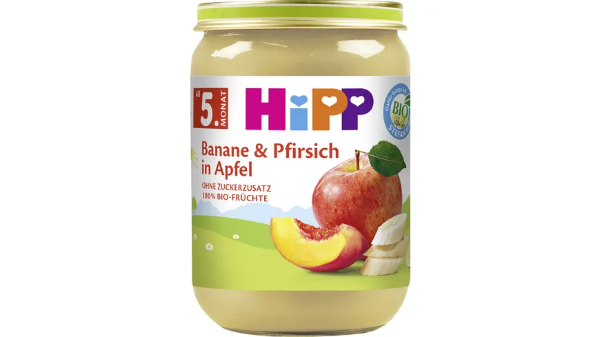 HiPP Bio Früchte Banane und Pfirsich in Apfel 190 g