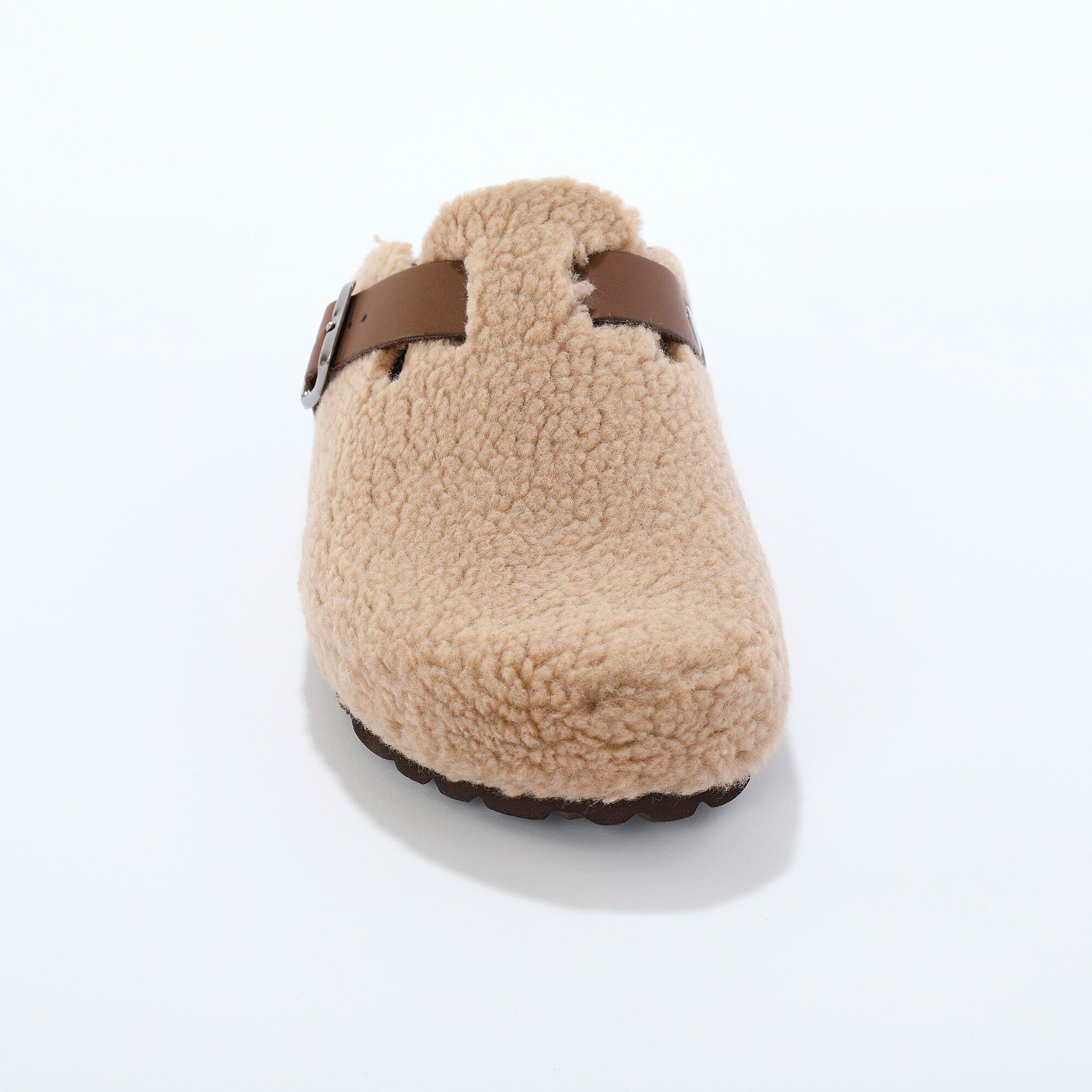 Chaussons sabot en sherpa à bride réglable