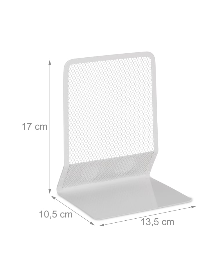 relaxdays 2 x Buchstütze in Weiß - (B)13,5 x (H)17 x (T)10,5 cm günstig kaufen onesize