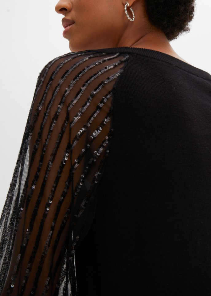 Feinstrick-Pullover, Pailletten