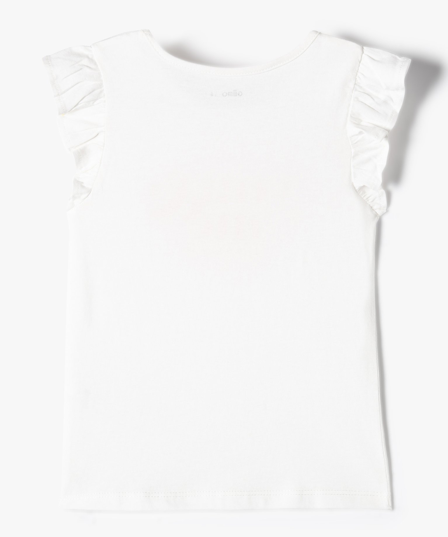 Tee-shirt fille avec inscription pailletée et volants sur l... ecru | GEMO