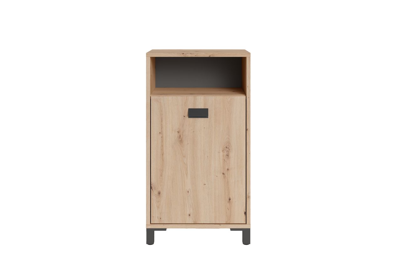 byLiving WELLNESS Seitenschrank, Breite 42 cm, Eiche-Optik, Alu/Kunststoff schwarz