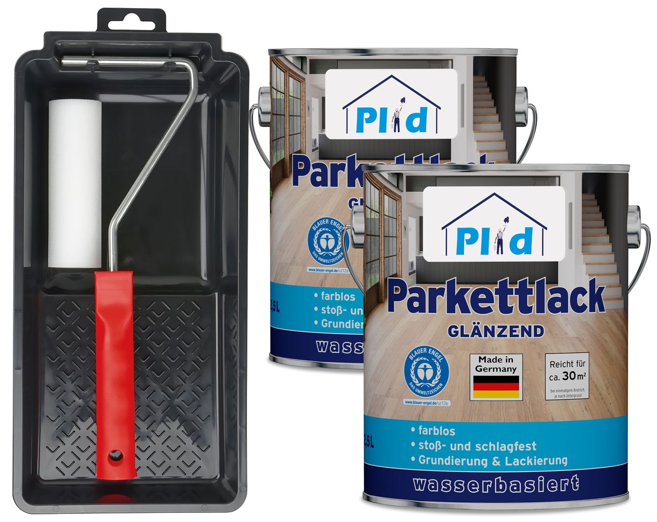 Plid Premium Parkettlack Parkettsiegel Klarlack Farblos Set Farblos - Glänzend