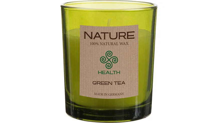Nature Duftkerze im Glas Grüner Tee grünes Glas, Kerze natural