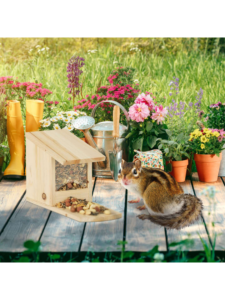 relaxdays Eichhörnchen Futterhaus in Dunkelbraun - (B)12x (H)17,5 x (T)25 cm günstig kaufen onesize