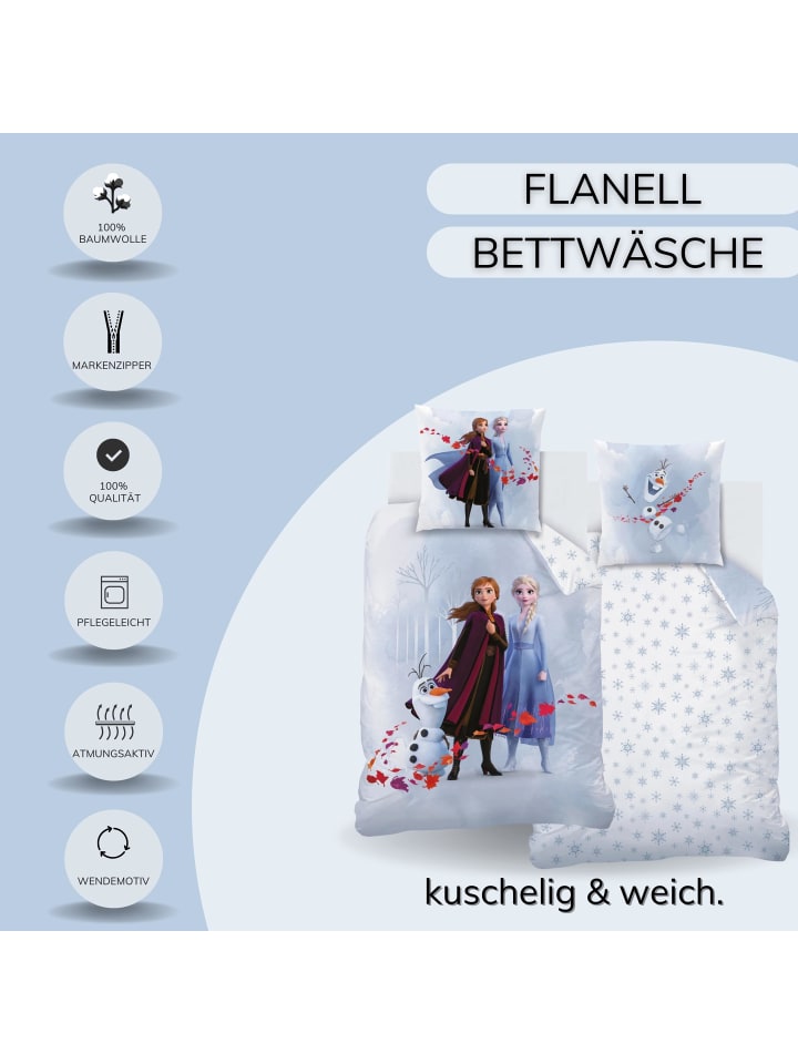 Disney Frozen Mädchen Bettwäsche-Set Flanell 