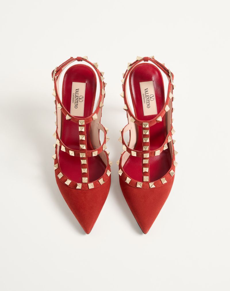 Sapato de salto Rockstud de camurça de 100 mm