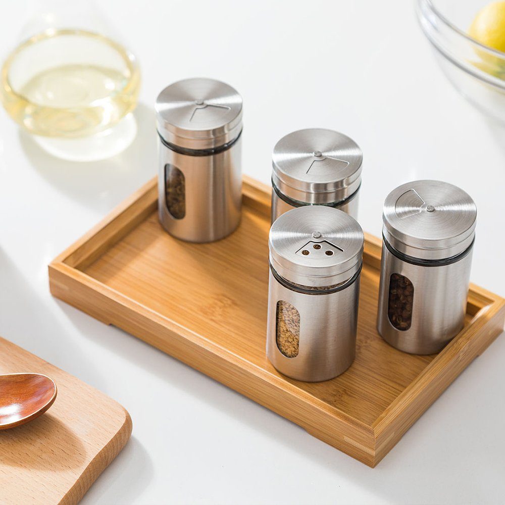 TolleTour Gewürzständer 12X Gewürzstreuer Edelstahl Pfeffer Salz Gewürze Glas Gewürzdose Set, (Set, 12-tlg)