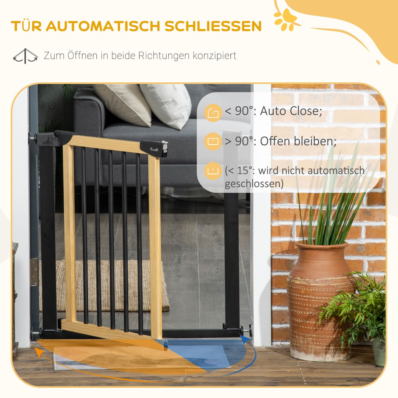 PawHut Hunde Treppenschutzgitter, Türschutzgitter, Absperrgitter, Kiefernholz