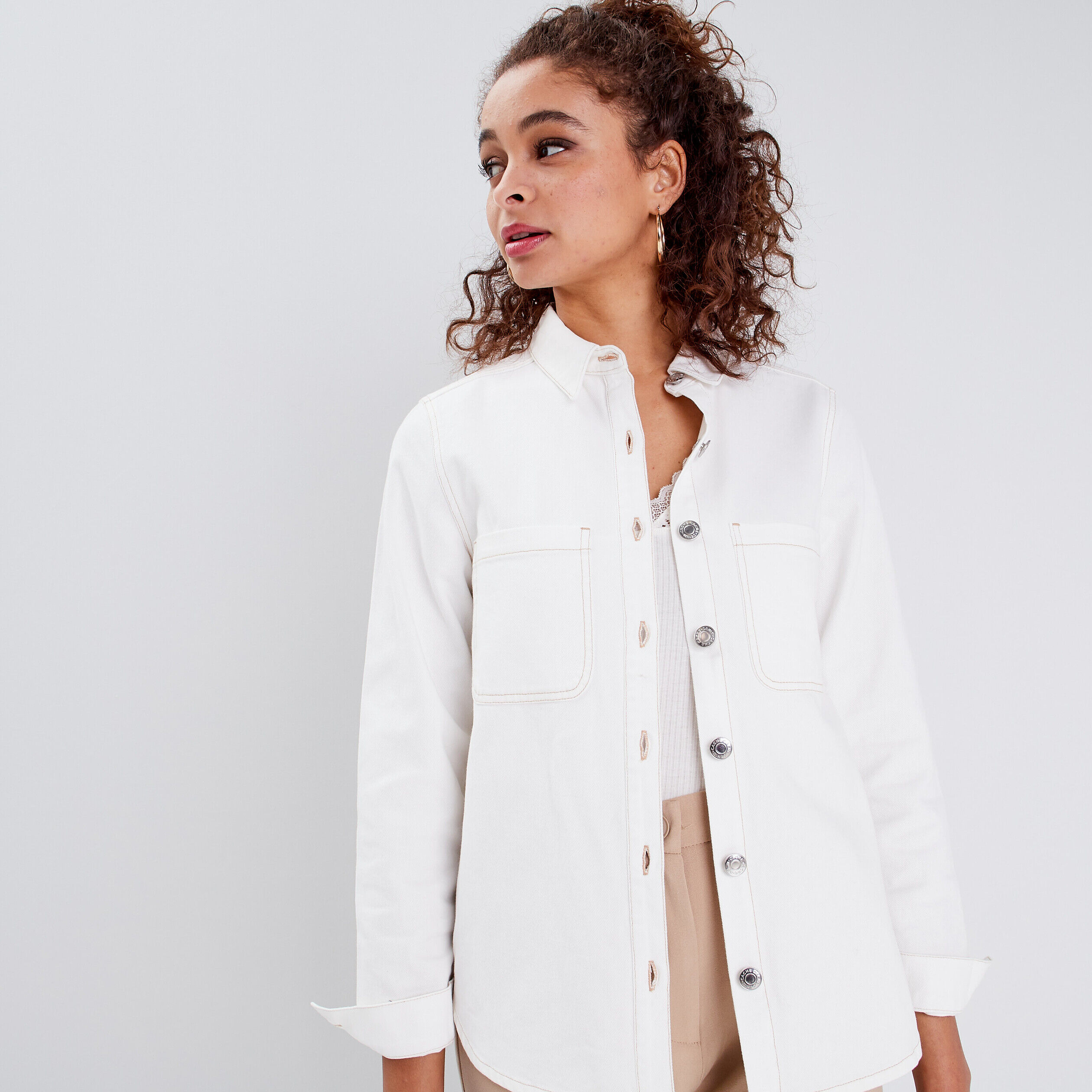 Chemise manches longues ecru femme | Cache Cache