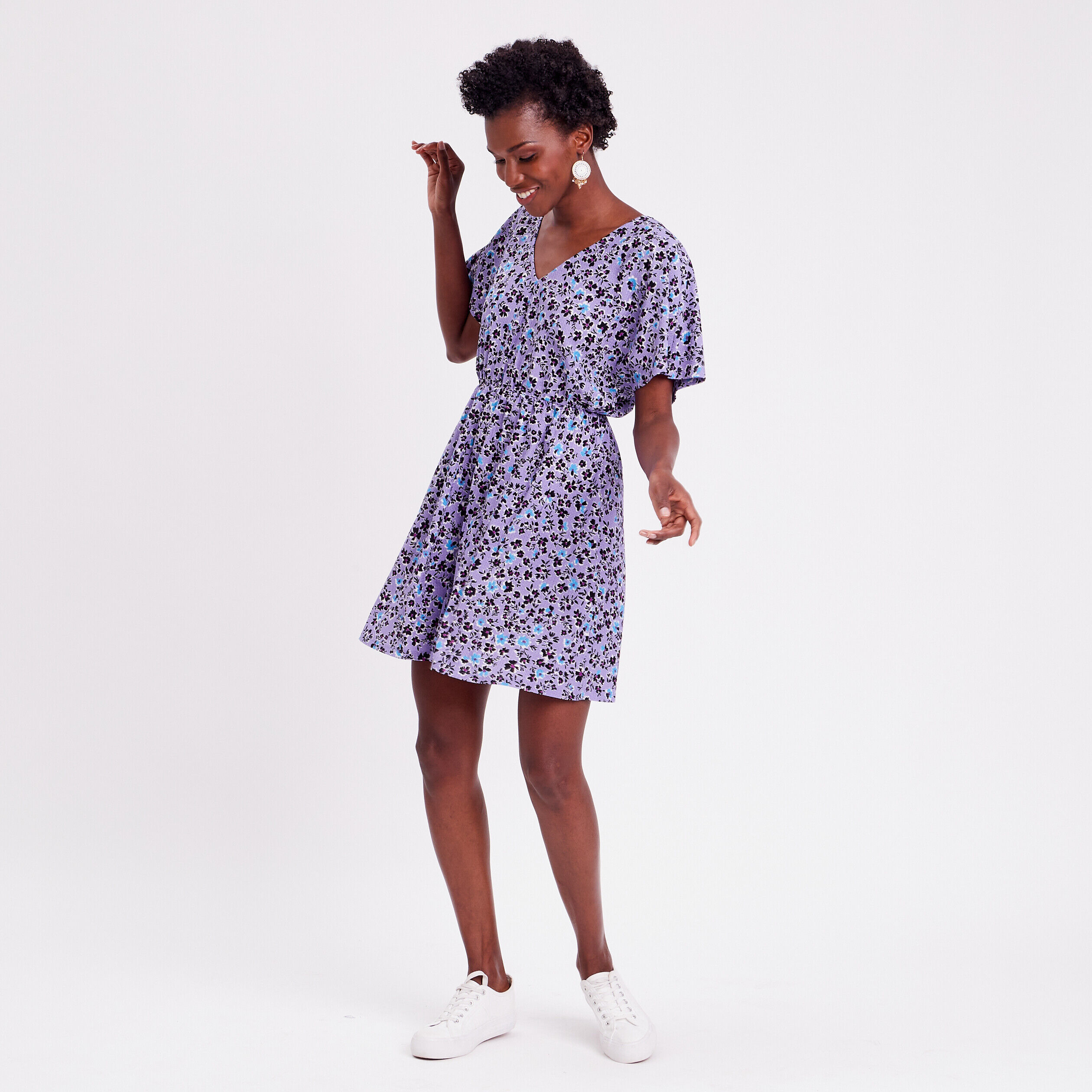 Robe évasée col en V parme femme | Cache Cache