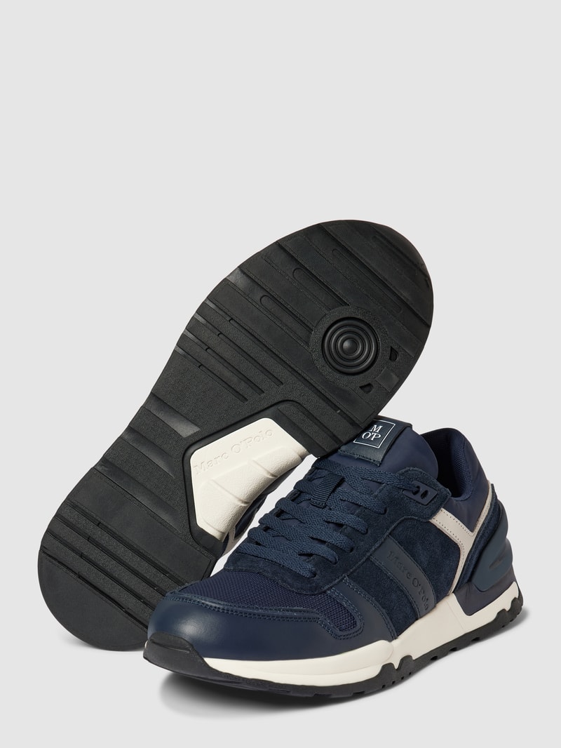 Sneaker aus Leder-Mix in marineblau