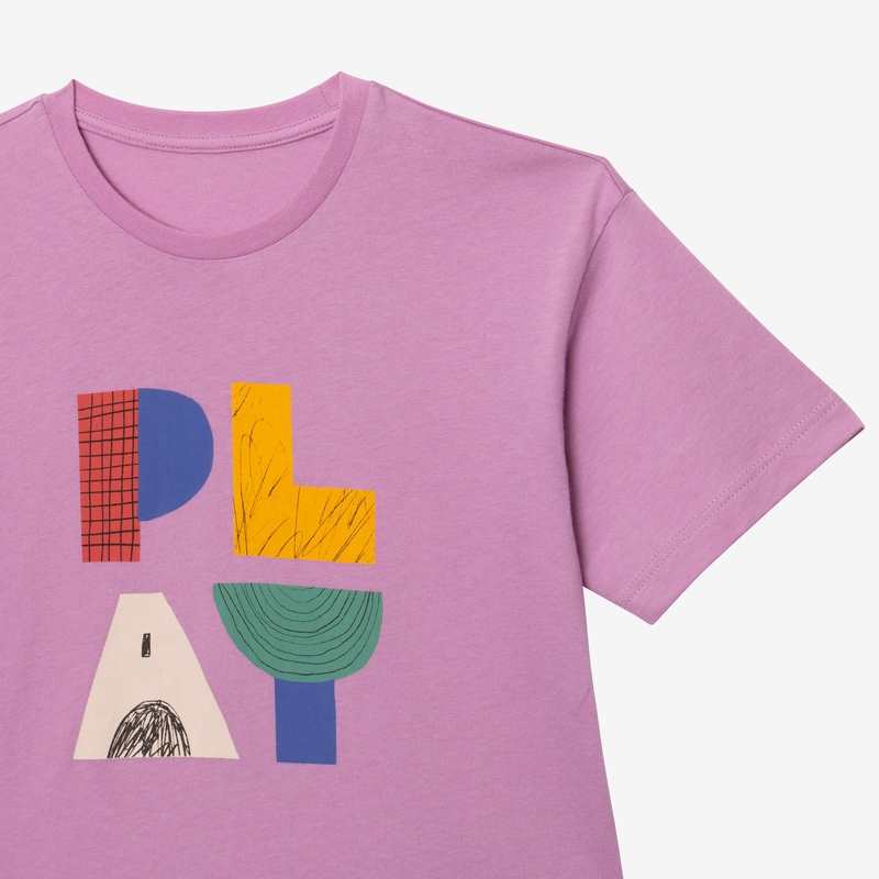 T-shirt fille typo couleur en coton biologique violet Catimini