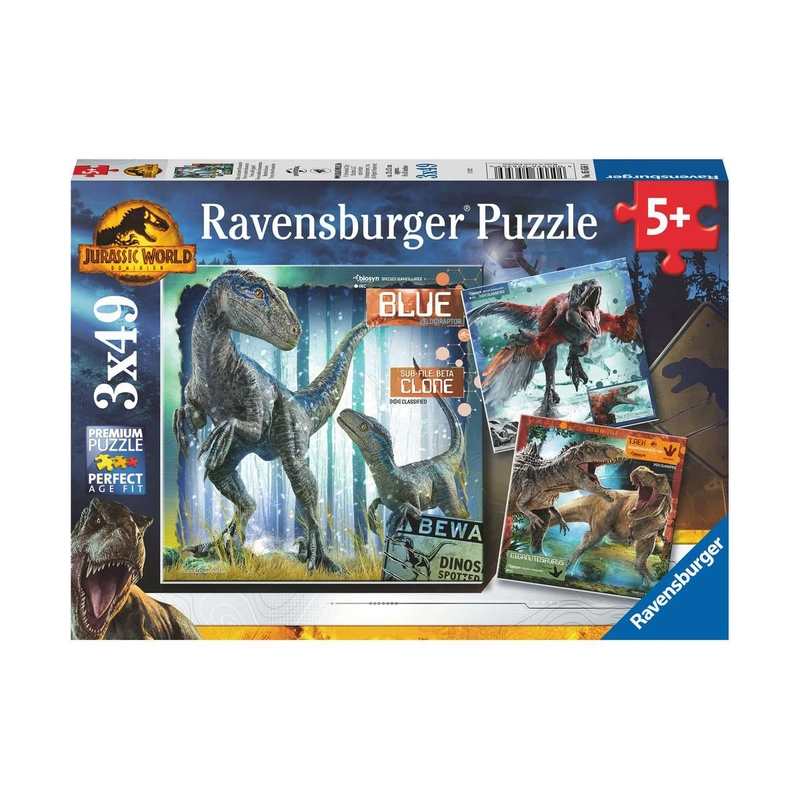Puzzles T-rex et autres dinosaures 3x 49 pièces