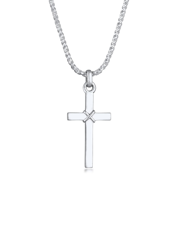 KUZZOI Halskette 925 Sterling Silber Kreuz in Silber günstig kaufen 55 cm