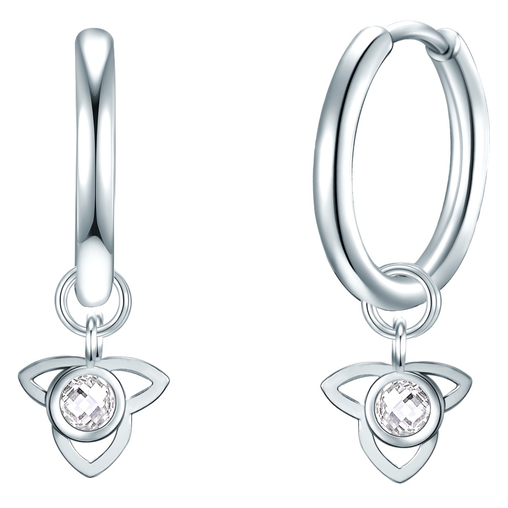 EASTSIDE Créoles en acier inoxydé fleur de lotus Acier inoxydable Preciosa en Argent Boucles d'oreilles
