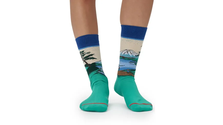 MuseARTa Unisex Socken Katsushika Hokusai - Mount Fuji blau