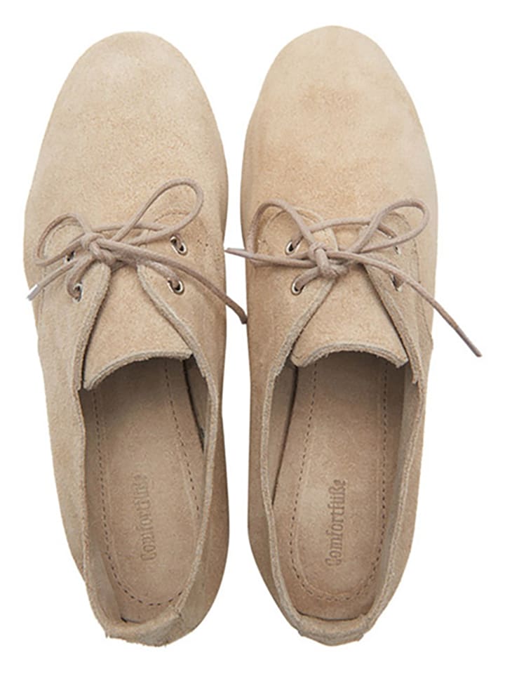 Comfortfusse Leder-Schnürschuhe in Beige günstig kaufen