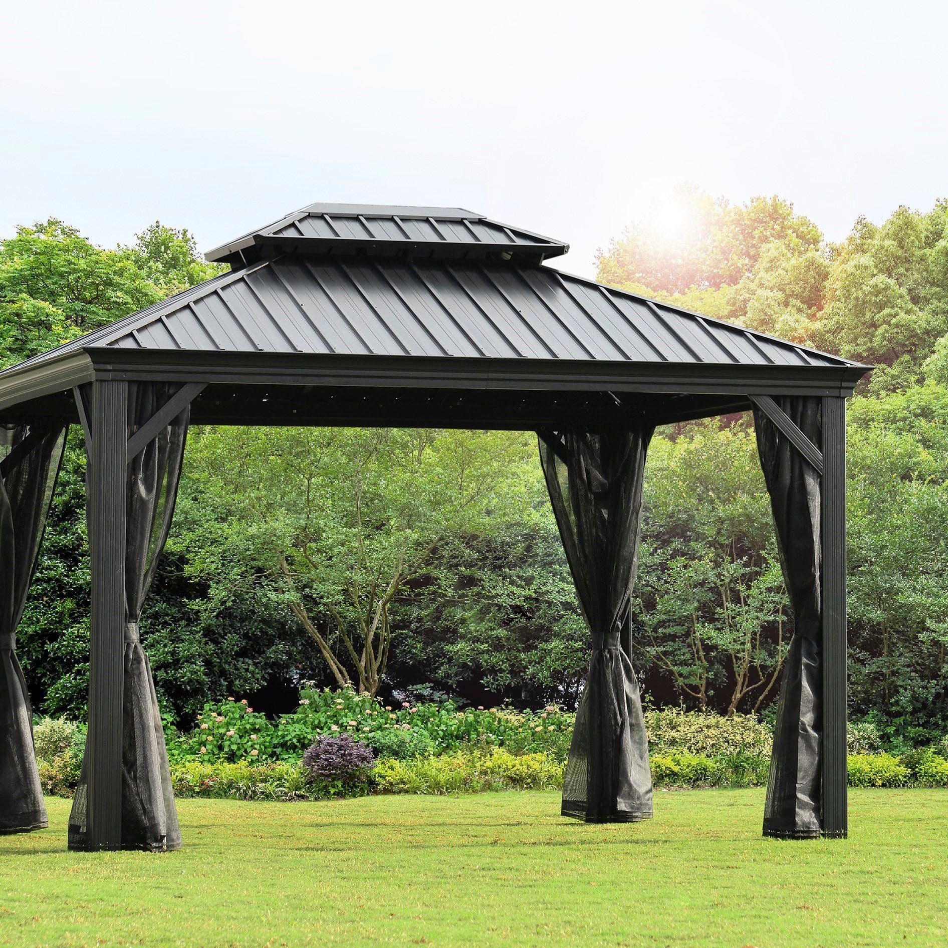 Leco Pavillon He_lena, 3,65 x 3 m Anthrazit Aluminium