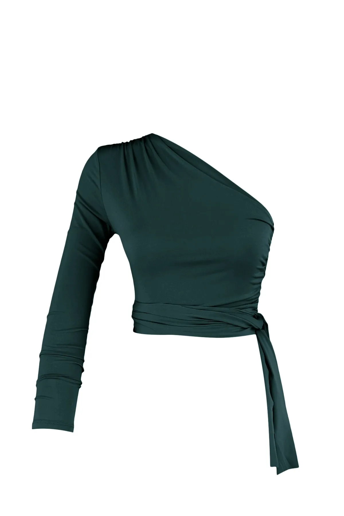 Trendyol Collection  Smaragdgrüne, schmal geschnittene, detaillierte, einärmelige, bauchfreie, dehnbare Strickbluse TWOAW23BZ00094