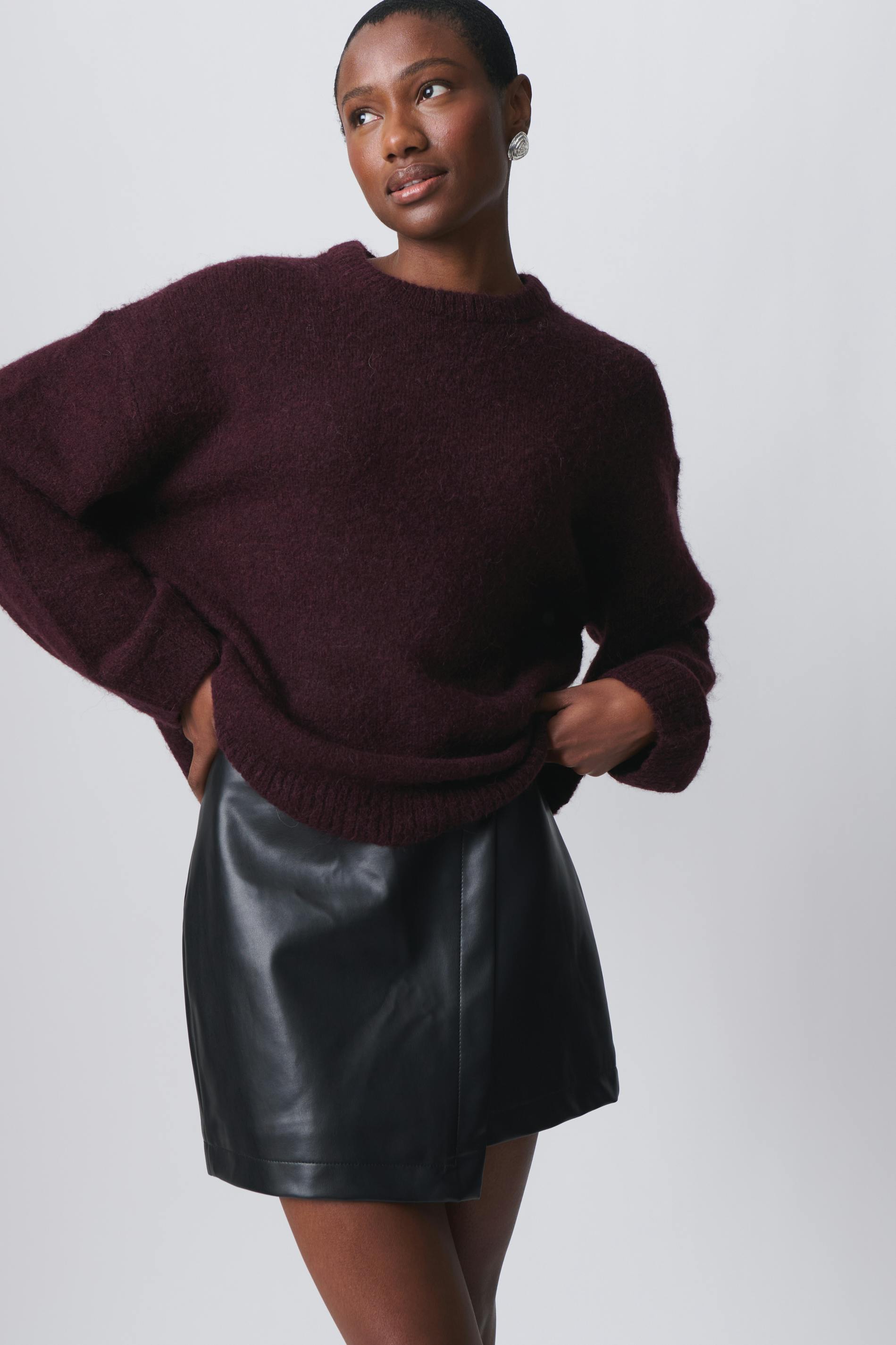 Mini wrap pu skirt