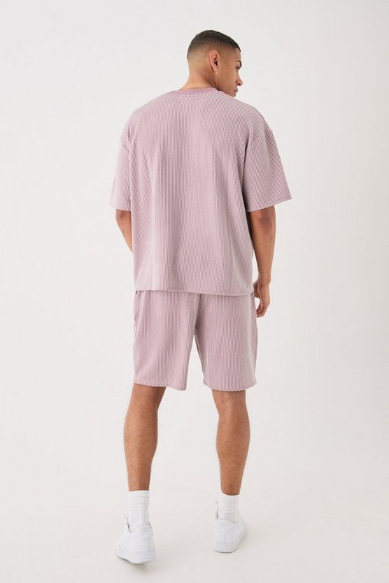 Kastiges strukturiertes Oversize T-Shirt mit Streifen
