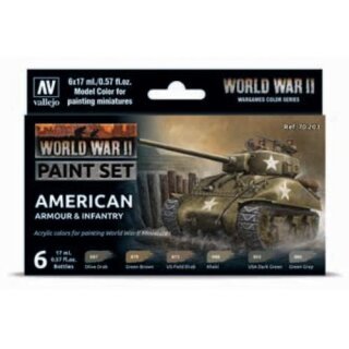 Vallejo Model Color: Model Color: WWII American Armour & Infantry (6 x 17ml)