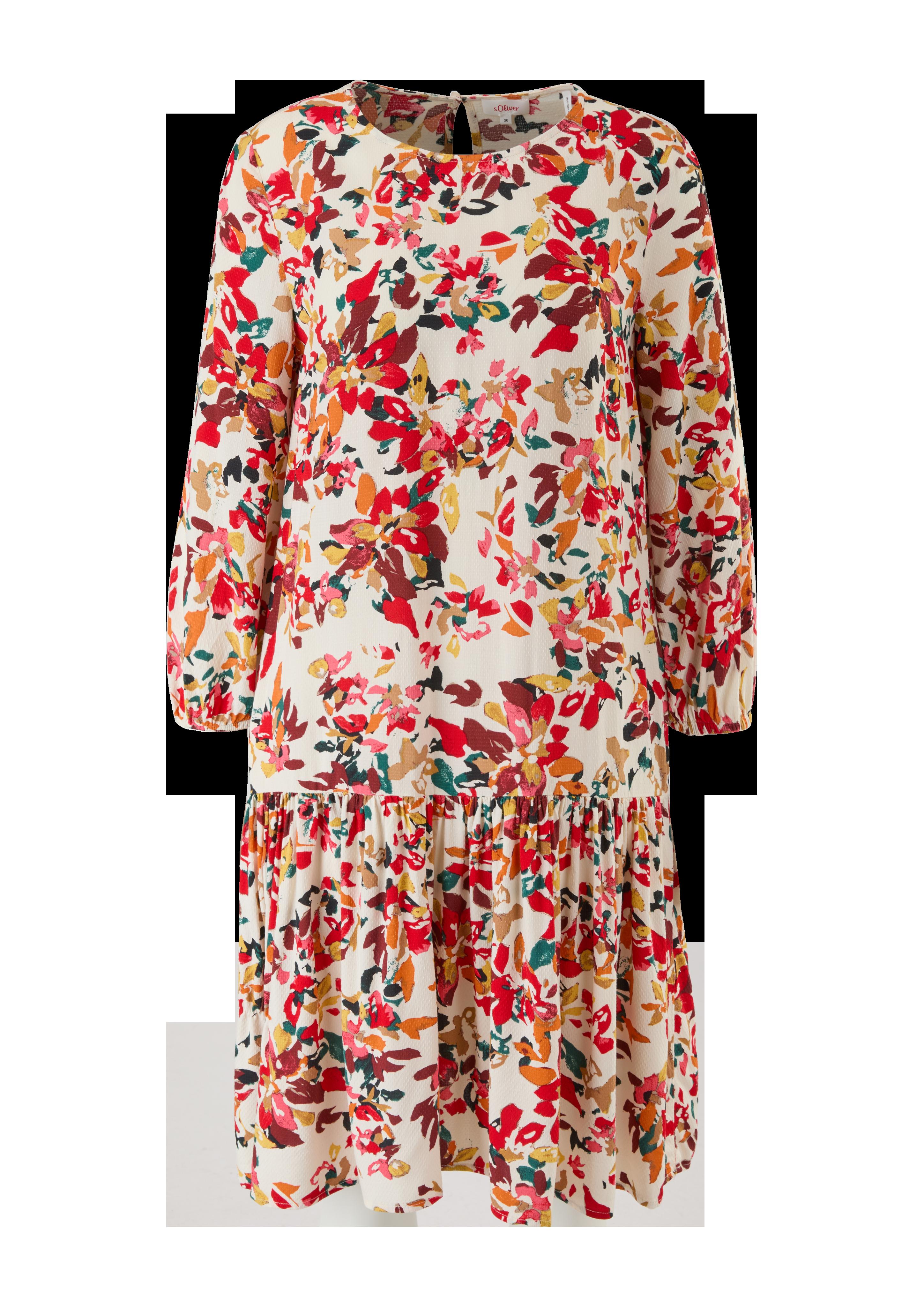 Gemustertes Kleid mit Volant  2120533-81A0