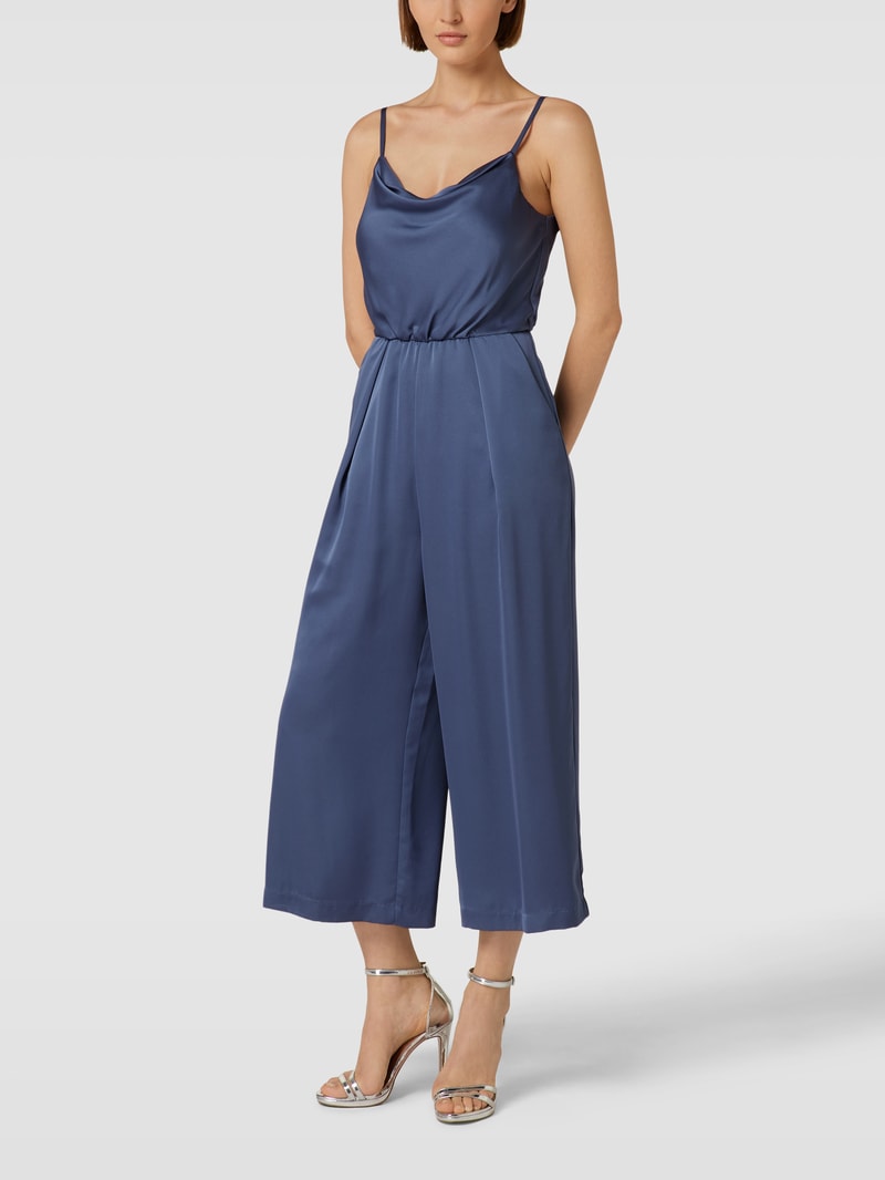 Jumpsuit mit Wasserfallausschnitt in rauchblau