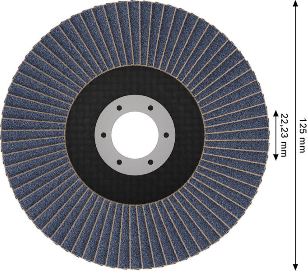 Bosch плава додатна опрема 2608626138 Брусни диск са ламелима X451, вишенаменски, Ø125 mm, гранулација 40, верзија под правим углом