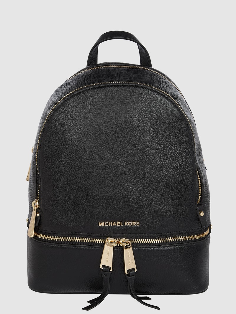 Rucksack aus Leder mit Bodenfach in schwarz