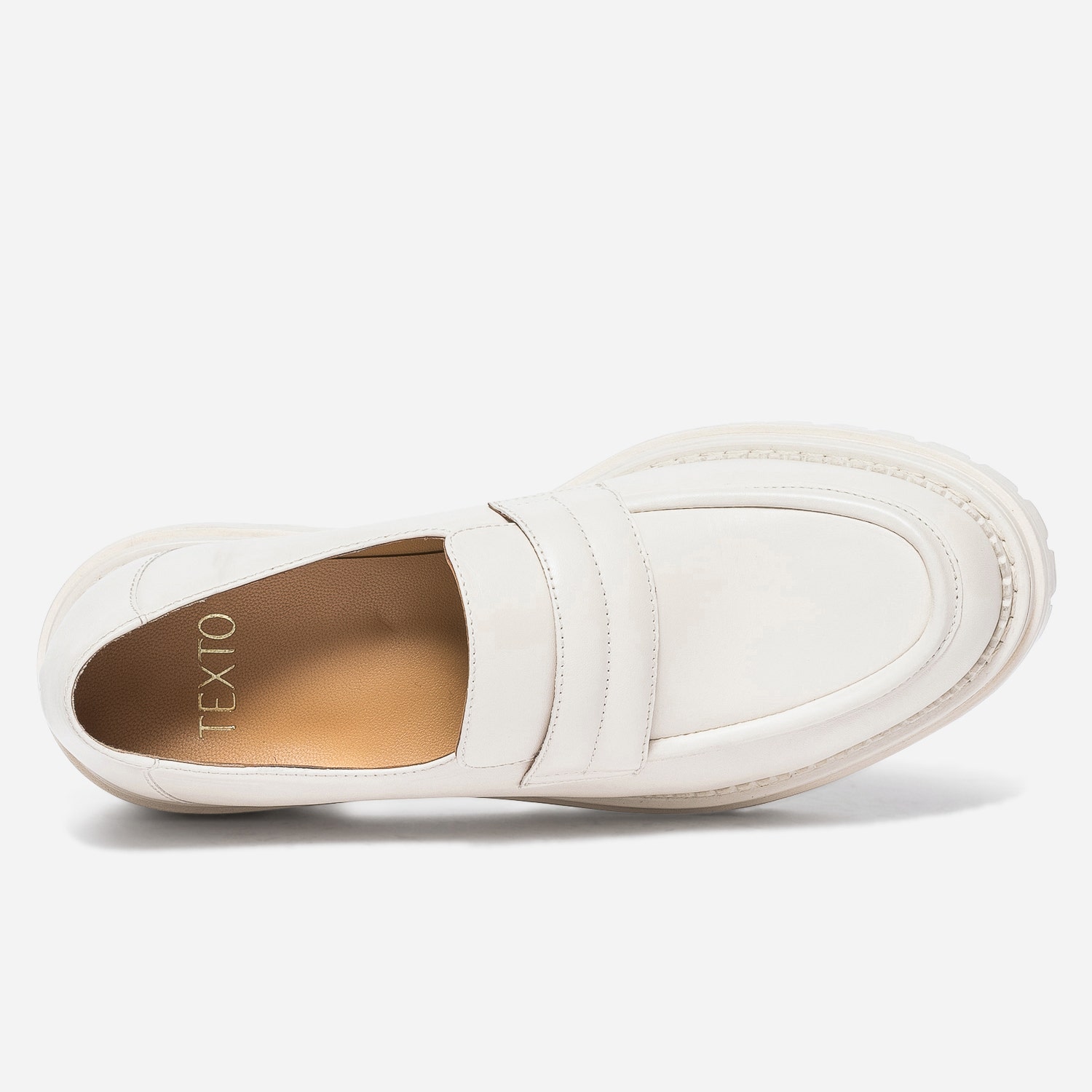 Mocassin cranté cuir écru