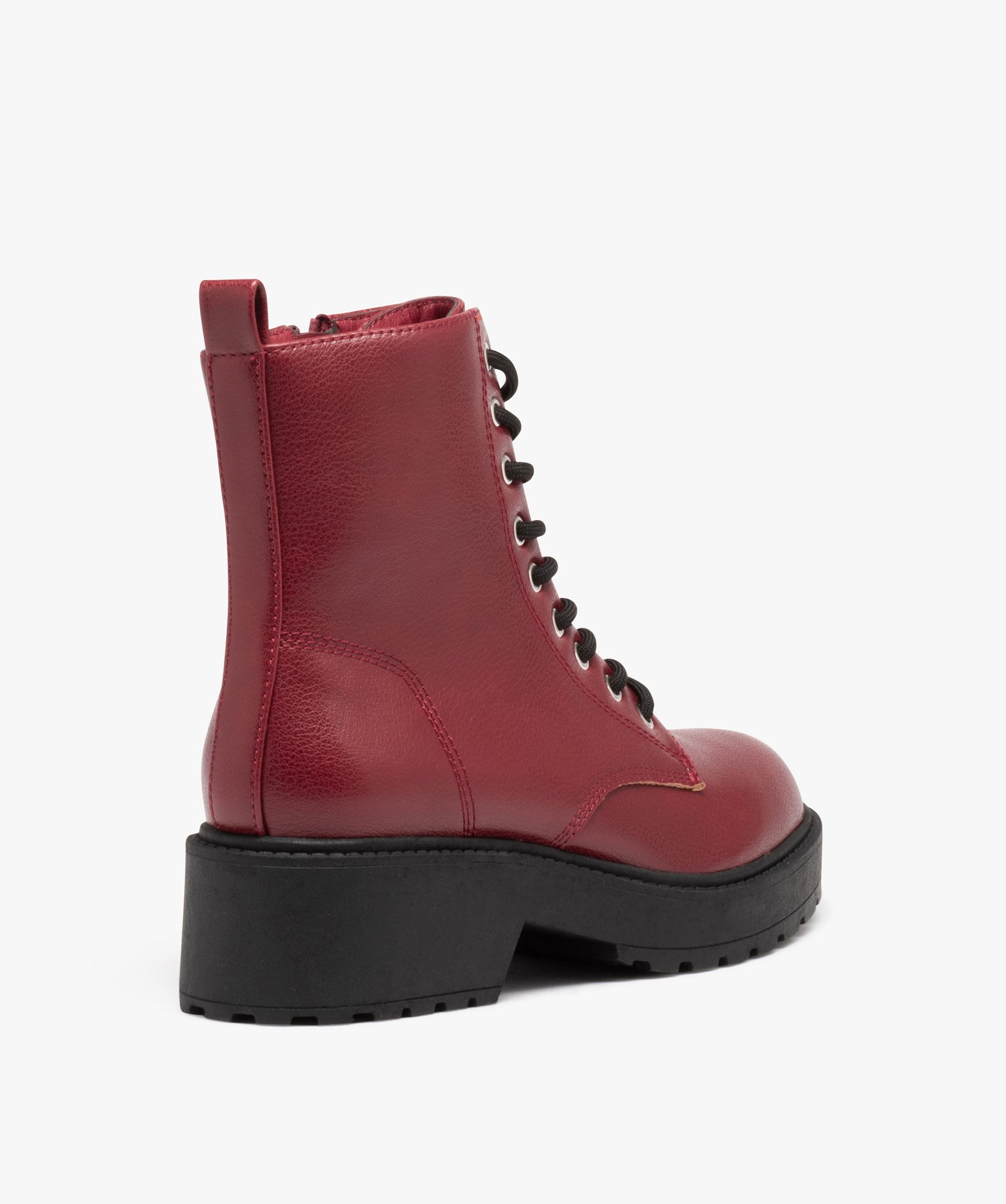 Boots à épaisse semelle crantée femme rouge | GEMO