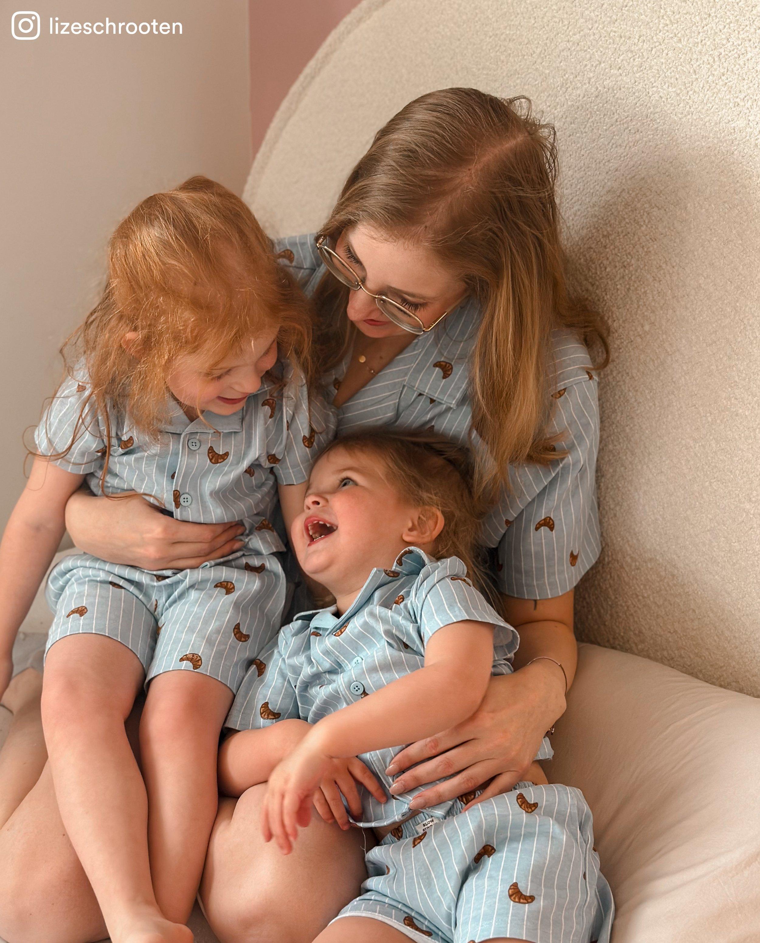 Pijamale Familystories din bumbac organic, unisex, 92-128 albastru deschis