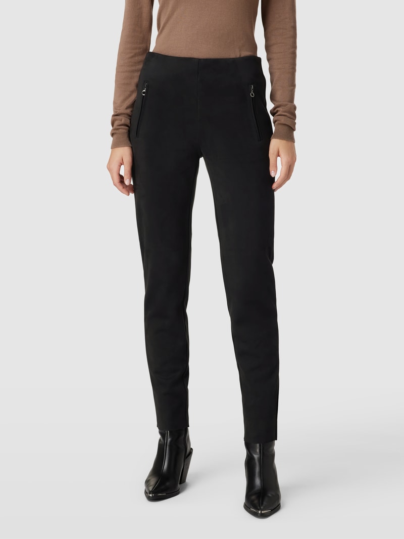 Stoffhose in Velours-Optik in schwarz