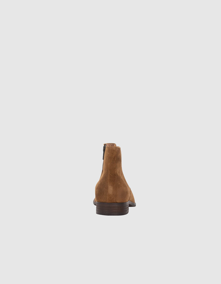 Boots marron en cuir velours zippées Homme