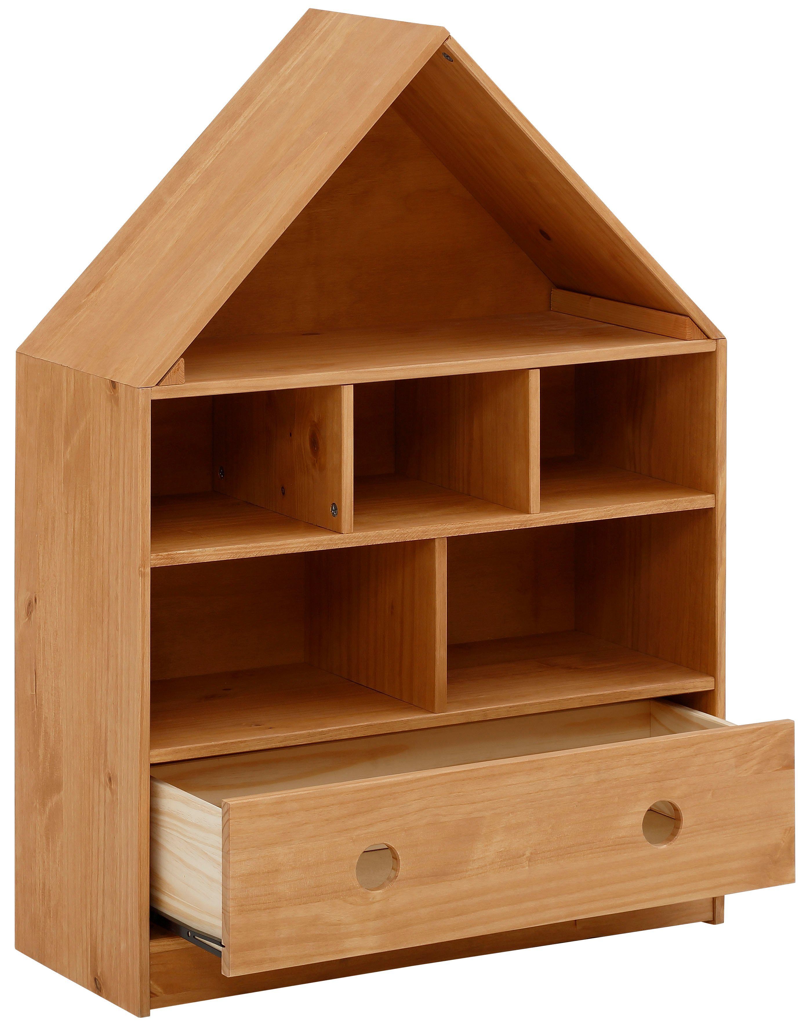 Lüttenhütt Kinderregal Alpi, 1-tlg., Stauraumregal aus Kiefernholz, verschiedene Farbvarianten, Breite 75cm