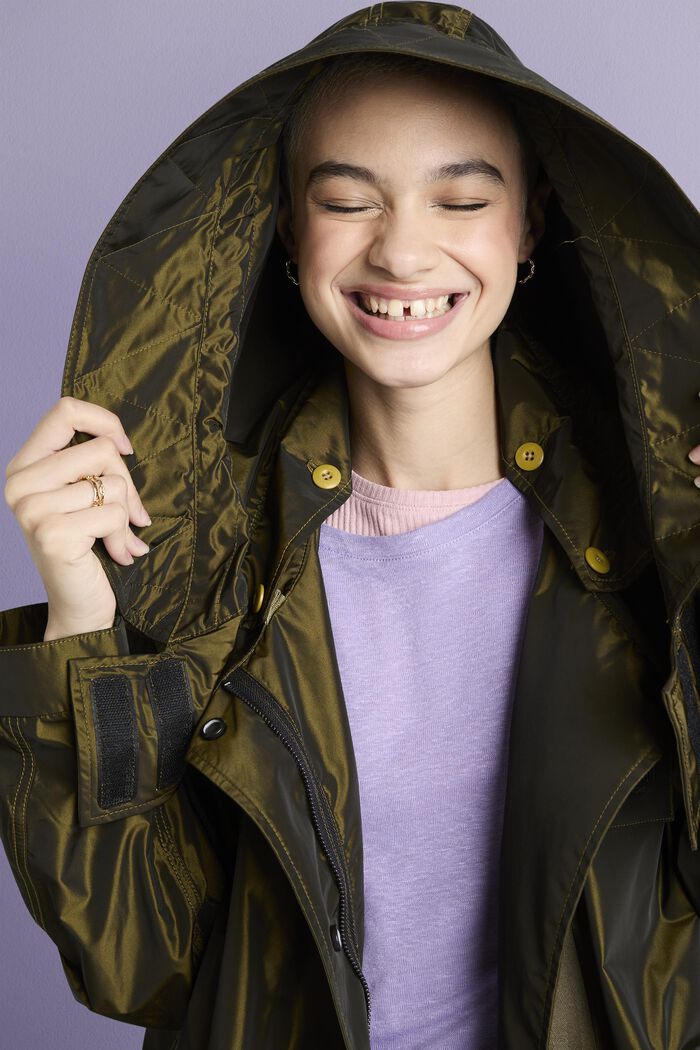 Kapuzen-Parka im Metallic-Look