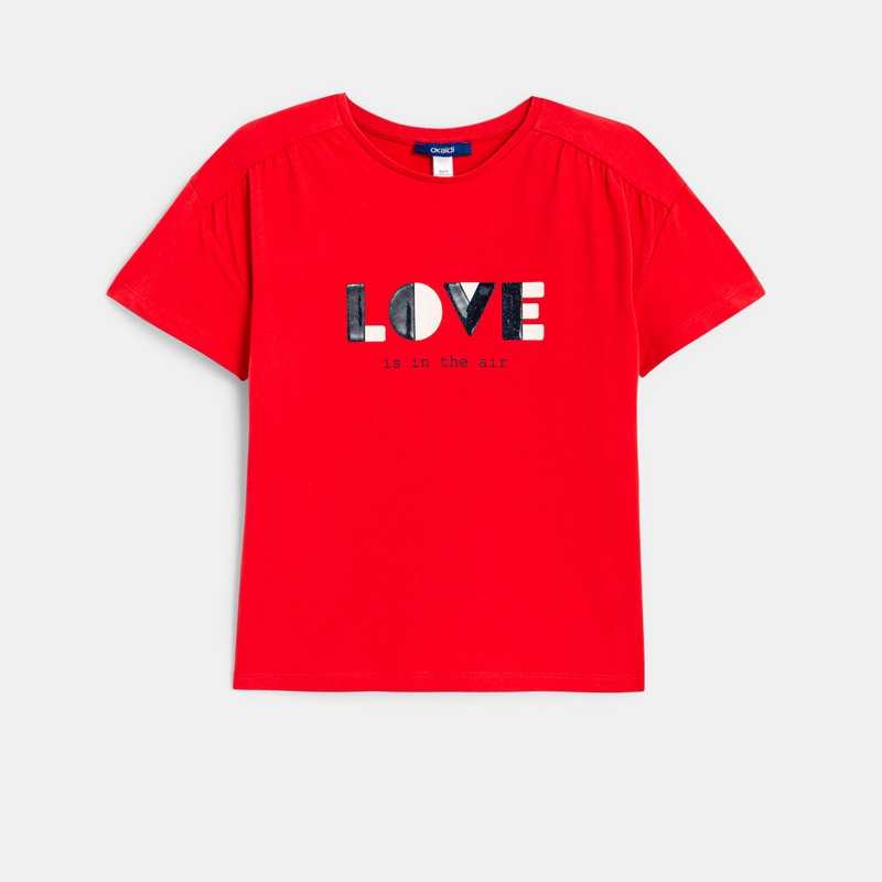 T-shirt message love rouge fille