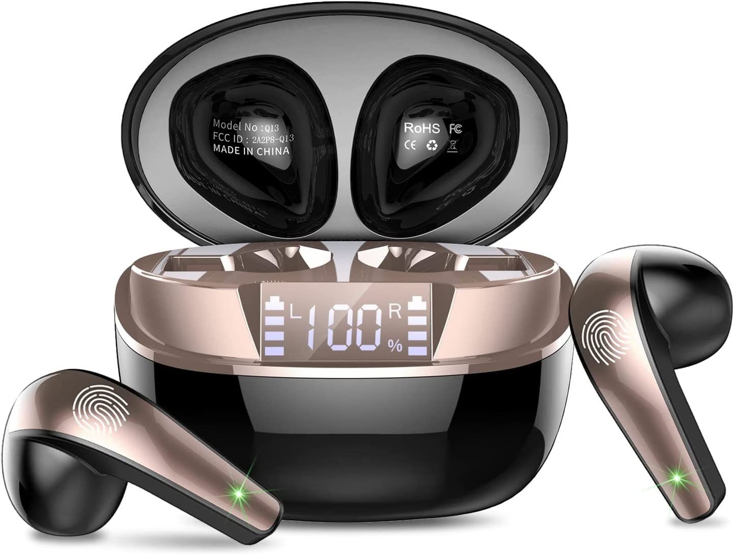 Mutoy TWS In-Ear-Kopfhörer,Bluetooth Kopfhörer mit HD Mikrofon,Bluetooth 5.3 In-Ear-Kopfhörer (HiFi Stereo,Noise Cancelling,True Wireless, Sprachsteuerung,Ultraleicht Ohrhörer, LED Anzeige, IP7 Wasserdicht USB-C Schnelles Aufladen)