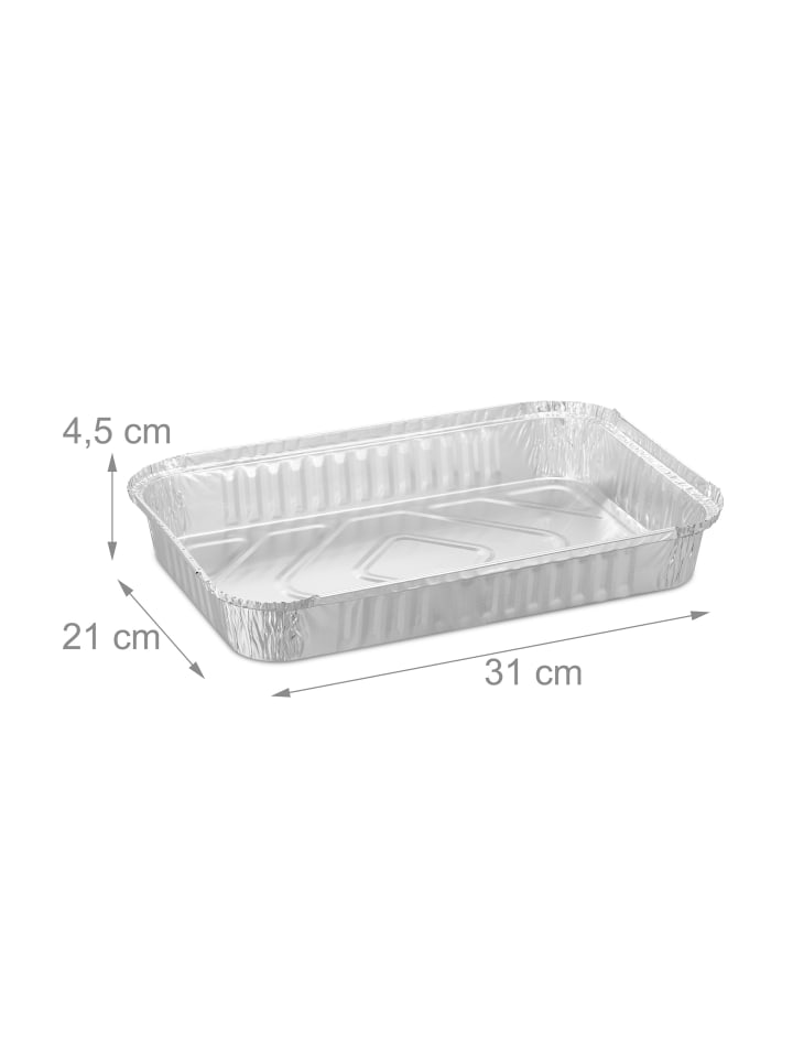 relaxdays 25 x Aluschalen in Silber - (B)31 x (H)4,5 x (T)21 cm günstig kaufen onesize