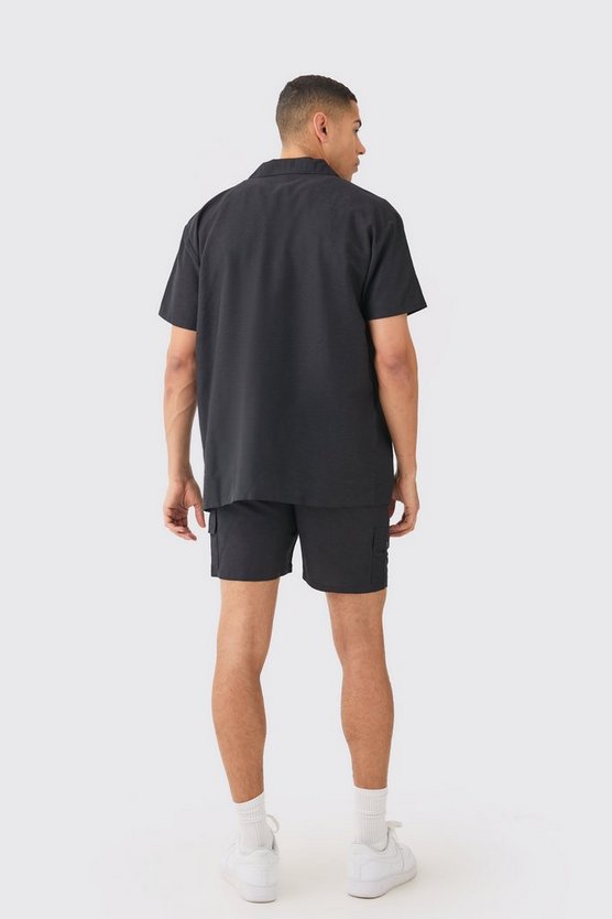Kurzärmliges Cargo-Hemd aus Leinen & Shorts