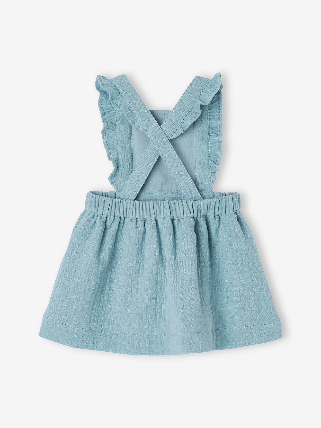 Robe-salopette en gaze de coton bébé caramel