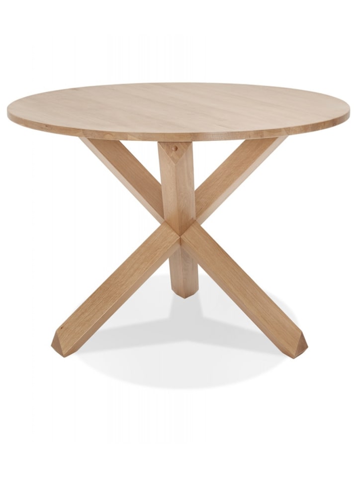 KADIMA DESIGN Runder Esstisch aus Massiveiche mit X-Fuß | Natur Beige in Beige günstig kaufen onesize